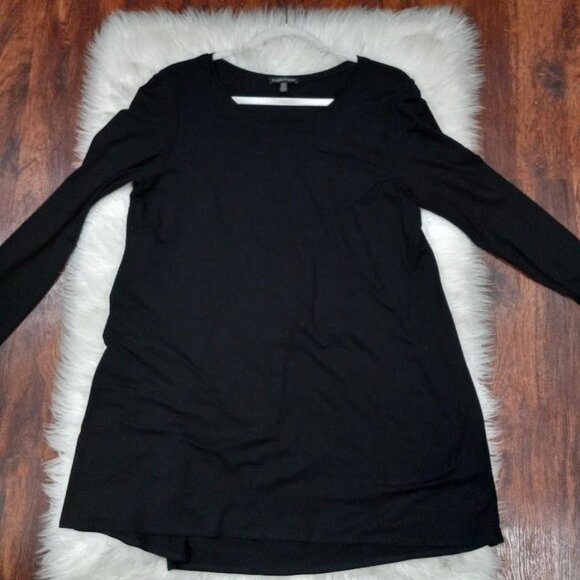 Eileen Fisher Black Lagenlook Jersey Flowy Artsey Long Sleeve Tunic Women's M - Picture 3 of 10